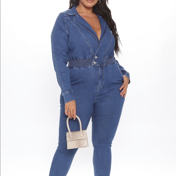 Fashion Nova Pants - Darling Denim Jumpsuit - Dark Wash